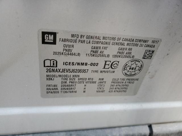 2018 CHEVROLET EQUINOX LT 2GNAXJEV5J6206957