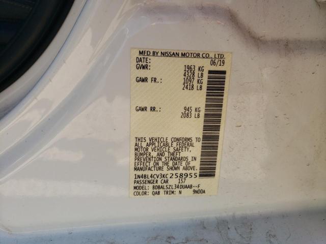 2019 NISSAN ALTIMA SR - 1N4BL4CV3KC258955