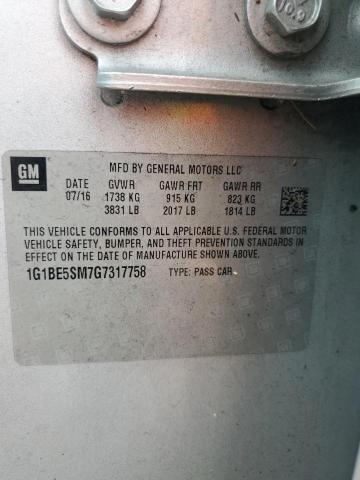 2016 CHEVROLET CRUZE LT - 1G1BE5SM7G7317758