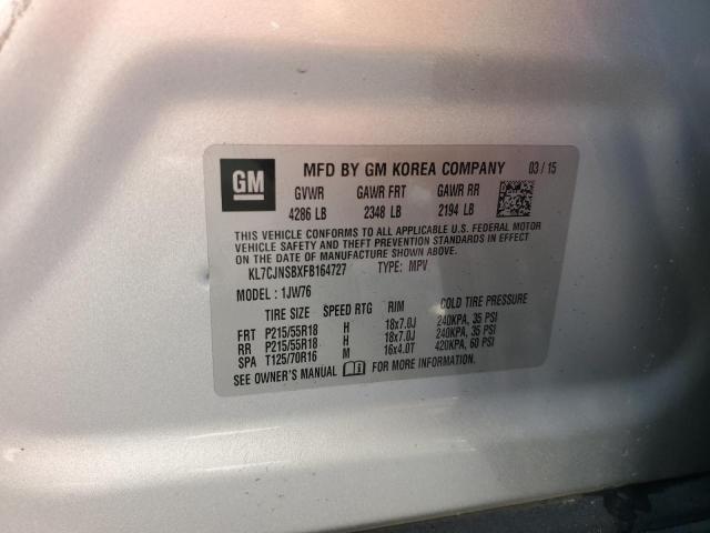 2015 CHEVROLET TRAX LTZ KL7CJNSBXFB164727