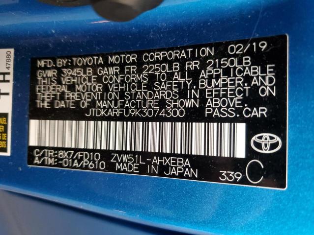 2019 TOYOTA PRIUS - JTDKARFU9K3074300