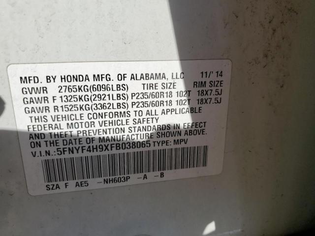 VIN 5FNYF4H9XFB038065 2015 Honda Pilot, Touring no.13