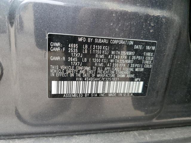 VIN 4S4BSAHC7K3251831 2019 Subaru Outback, 2.5I Pre... no.13