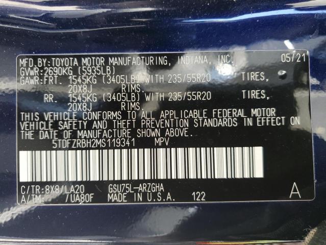 2021 TOYOTA HIGHLANDER - 5TDFZRBH2MS119341