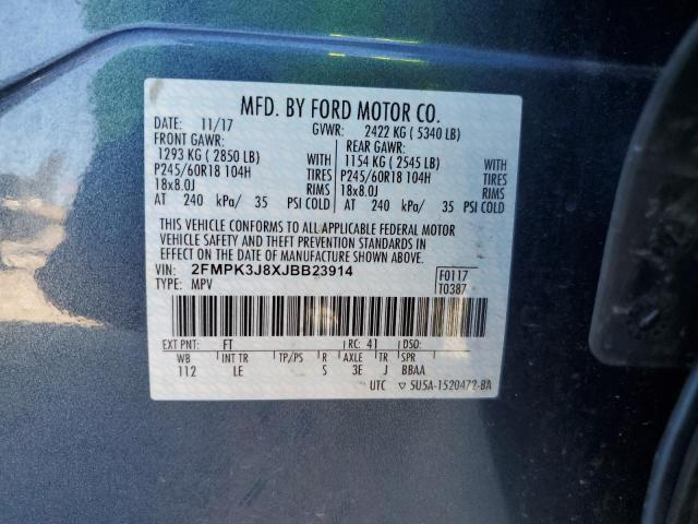 2018 FORD EDGE SEL - 2FMPK3J8XJBB23914