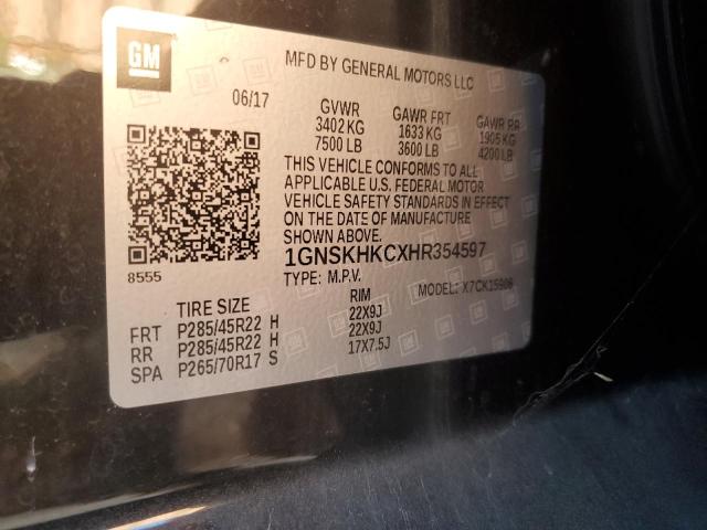 2017 CHEVROLET SUBURBAN K - 1GNSKHKCXHR354597
