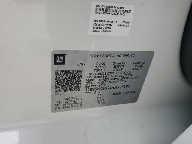 1GNSKCKC4HR375187 2017 CHEVROLET TAHOE