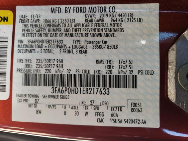 VIN 3FA6P0HD1ER217633 2014 Ford Fusion, SE no.12