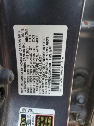 2016 HONDA CR-V EXL - 2HKRM3H75GH549804