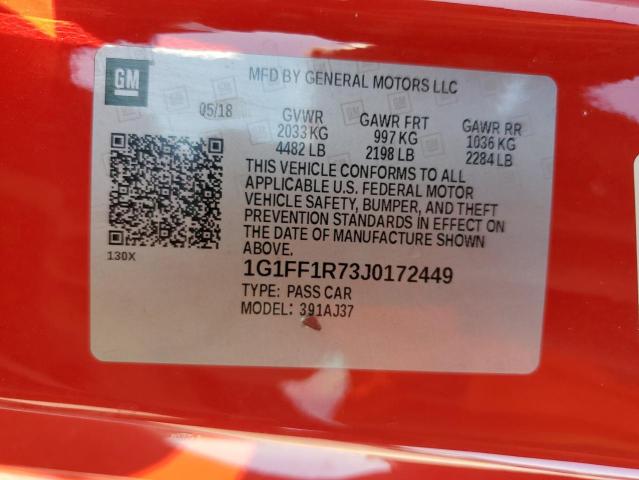 2018 CHEVROLET CAMARO SS - 1G1FF1R73J0172449