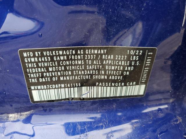 2023 VOLKSWAGEN GOLF R 20T WVWBB7CD6PW141155