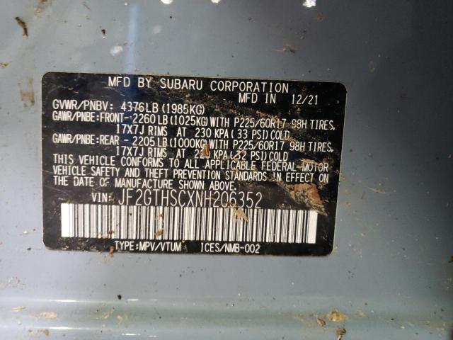 2022 SUBARU CROSSTREK - JF2GTHSCXNH206352
