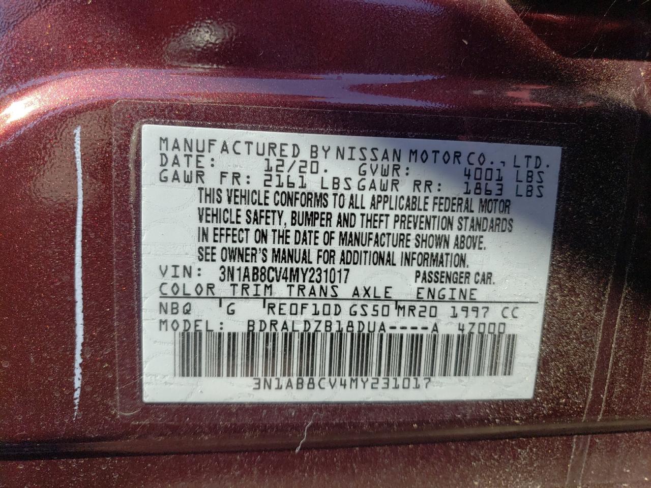 Lot #2962553853 2021 NISSAN SENTRA SV