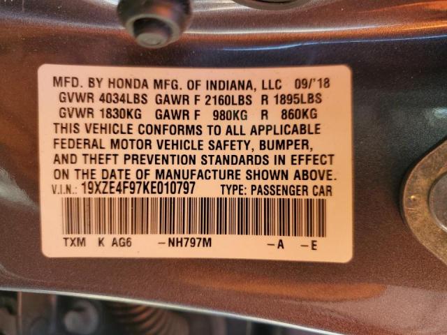 2019 HONDA INSIGHT TO 19XZE4F97KE010797