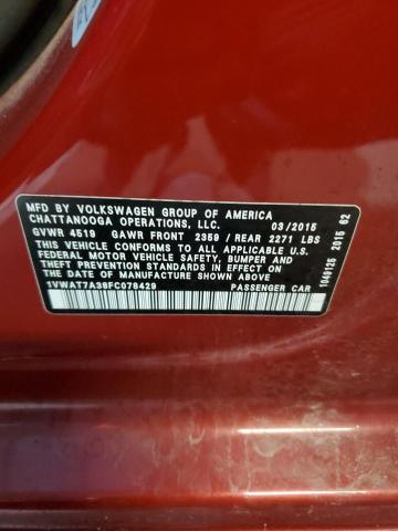 2015 VOLKSWAGEN PASSAT S - 1VWAT7A38FC078429