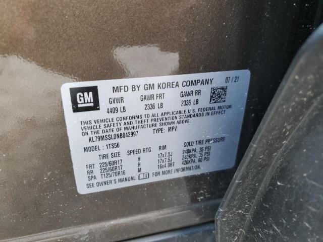 2022 CHEVROLET TRAILBLAZE - KL79MSSL0NB042997