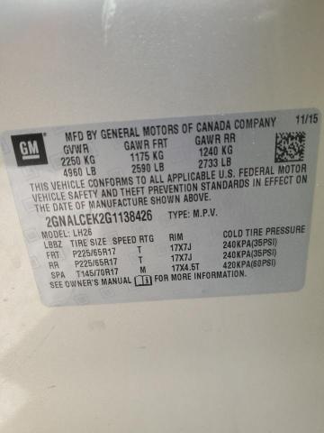 2016 CHEVROLET EQUINOX LT - 2GNALCEK2G1138426