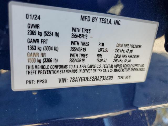 2024 TESLA MODEL Y - 7SAYGDEE2RA232690