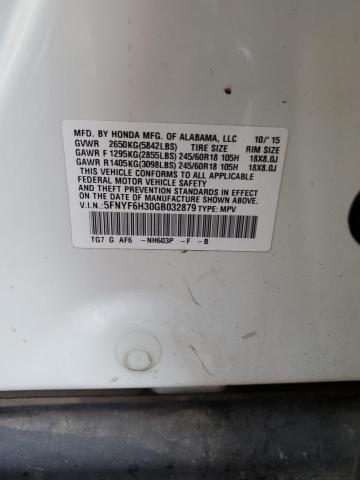 2016 HONDA PILOT EX 5FNYF6H30GB032879