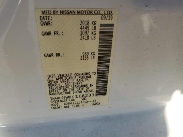 2020 NISSAN ALTIMA PLA - 1N4BL4FW0LC168233