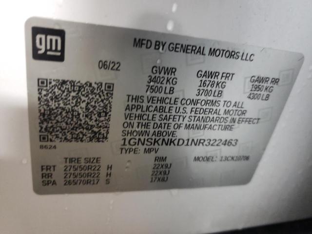 2022 CHEVROLET TAHOE K150 - 1GNSKNKD1NR322463