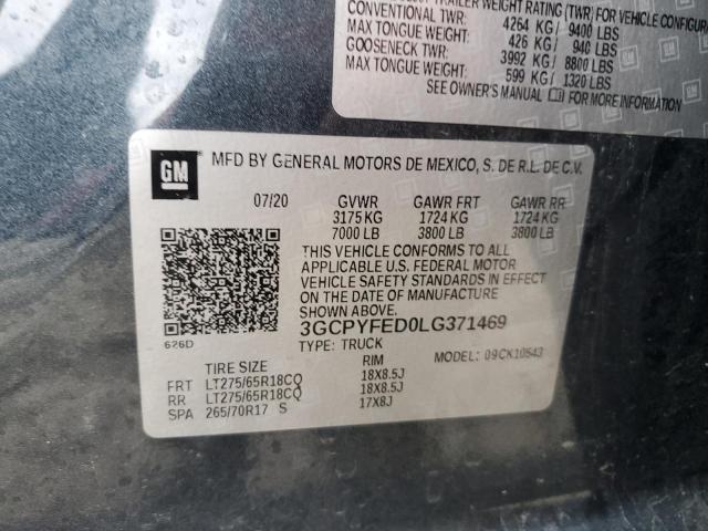 2020 CHEVROLET SILVERADO - 3GCPYFED0LG371469