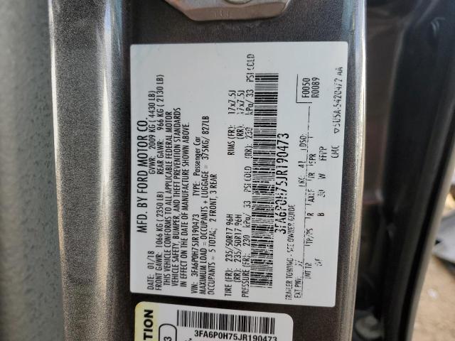 VIN 3FA6P0H75JR190473 2018 Ford Fusion, SE no.12