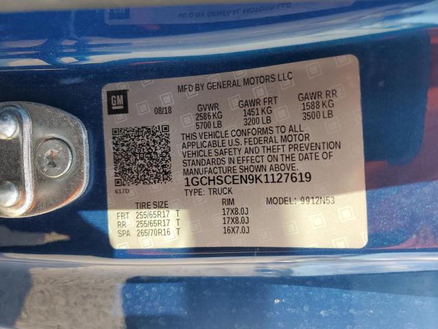 2019 CHEVROLET COLORADO L - 1GCHSCEN9K1127619