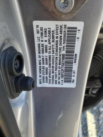 VIN 19XFC2F77GE210680 2016 Honda Civic, EX no.12