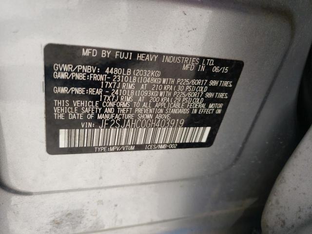 2016 SUBARU FORESTER 2 - JF2SJAHC0GH403919