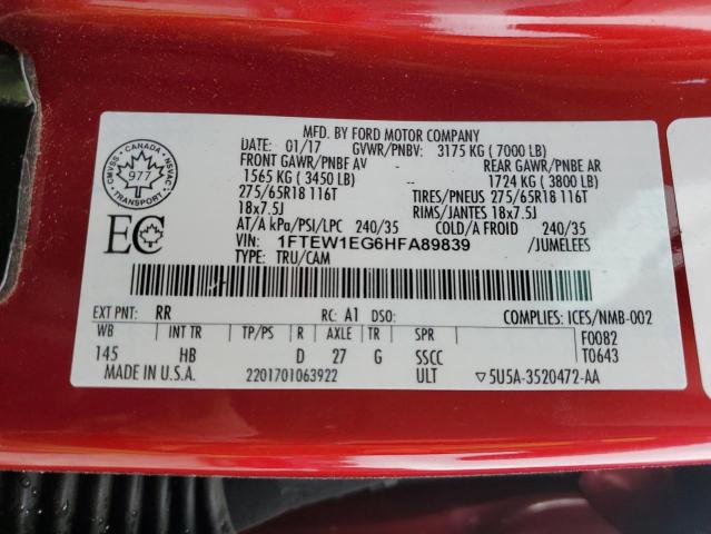 2017 FORD F150 SUPER - 1FTEW1EG6HFA89839