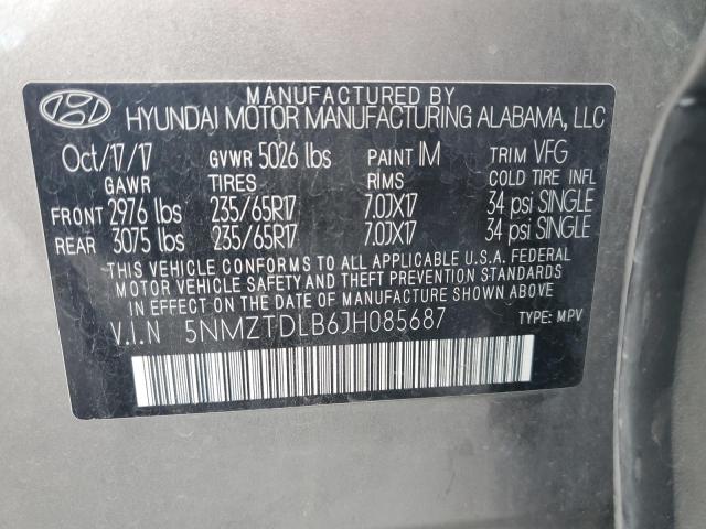 2018 HYUNDAI SANTA FE S - 5NMZTDLB6JH085687
