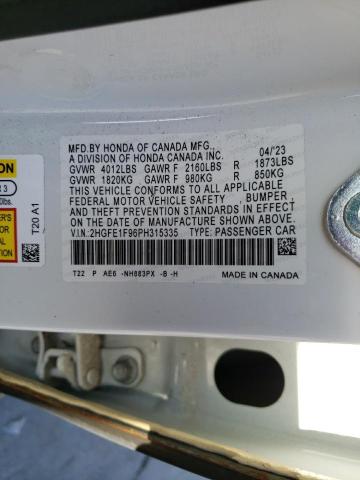 2023 HONDA CIVIC TOUR 2HGFE1F96PH315335