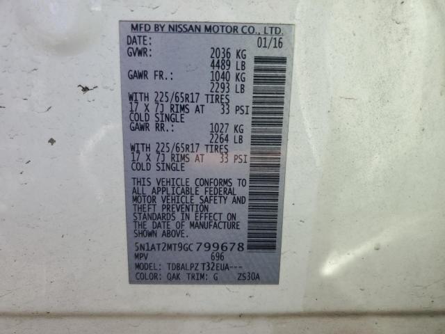 VIN 5N1AT2MT9GC799678 2016 Nissan Rogue, S no.12