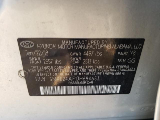 VIN 5NPE24AF1JH684653 2018 Hyundai Sonata, SE no.13