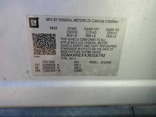 2018 CHEVROLET EQUINOX LT - 2GNAXKEXXJ6316782