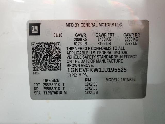 2018 CHEVROLET TRAVERSE L - 1GNEVFKW1JJ195525