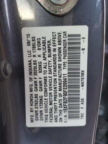 VIN 19XFB2F90FE099411 2015 Honda Civic, Exl no.13