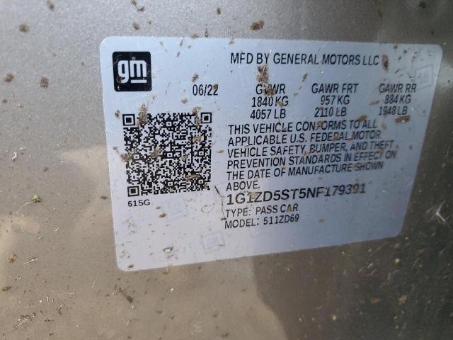 2022 CHEVROLET MALIBU LT - 1G1ZD5ST5NF179391