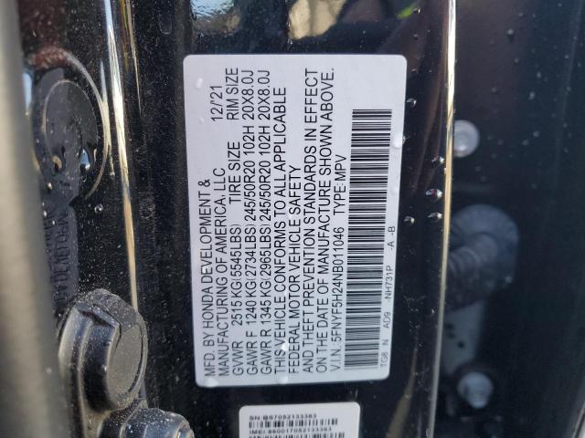 VIN 5FNYF5H24NB011046 2022 HONDA PILOT no.14