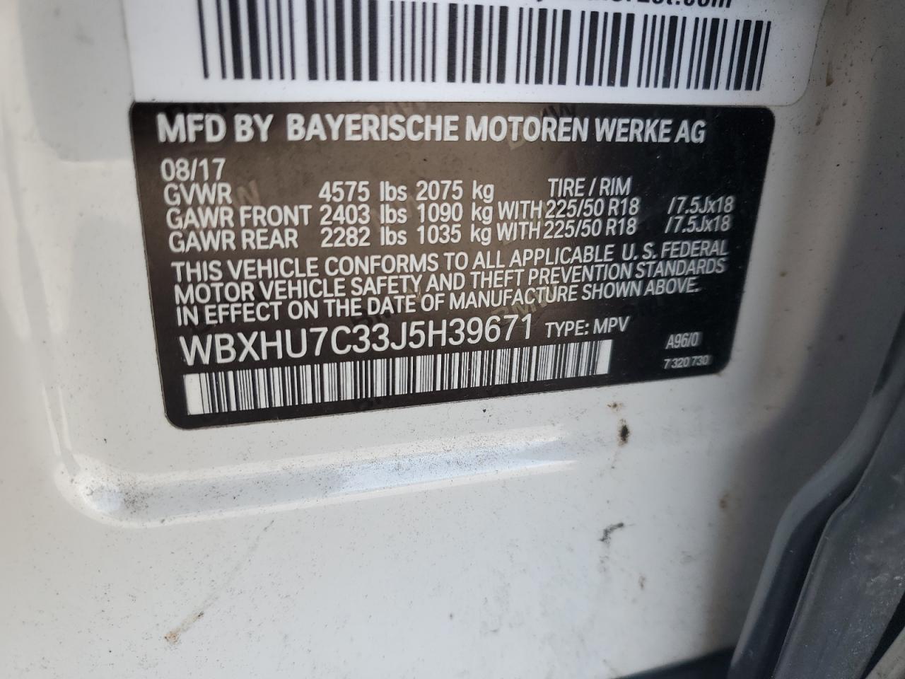 Lot #2928616800 2018 BMW X1 SDRIVE2