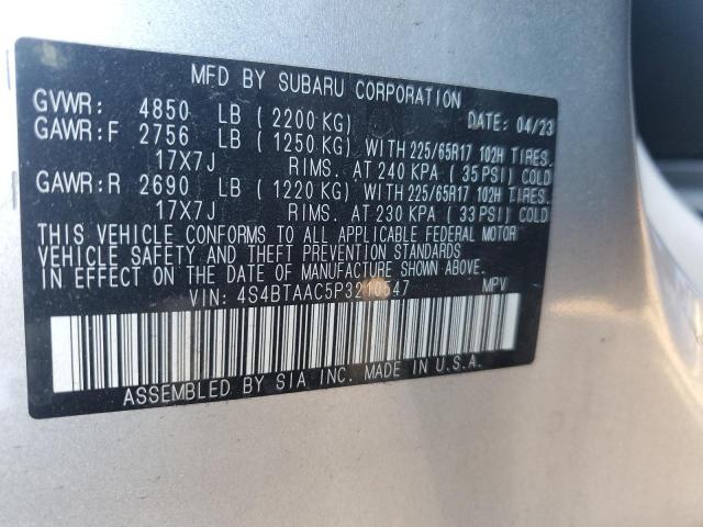2023 SUBARU OUTBACK 4S4BTAAC5P3210547