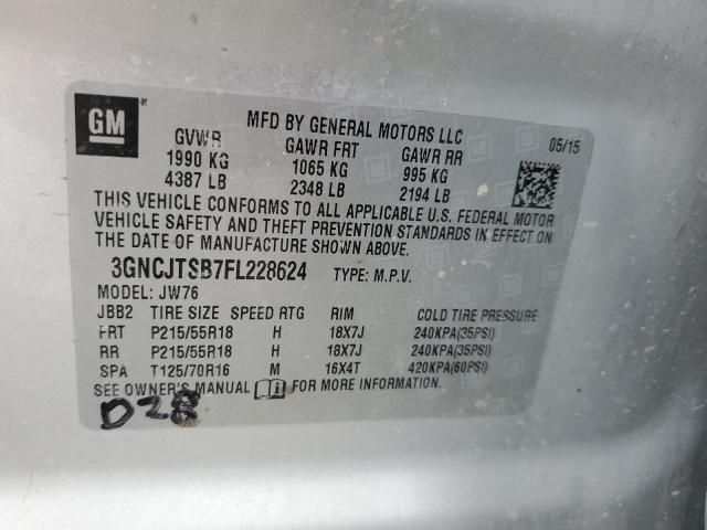 2015 CHEVROLET TRAX LTZ 3GNCJTSB7FL228624