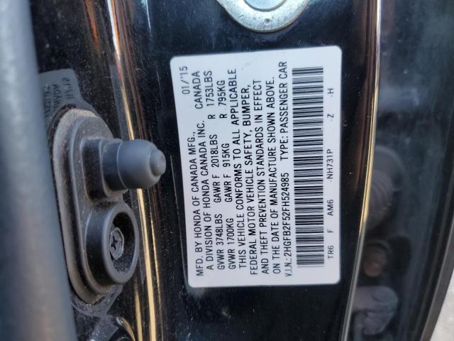 VIN 2HGFB2F52FH524985 2015 Honda Civic, LX no.12