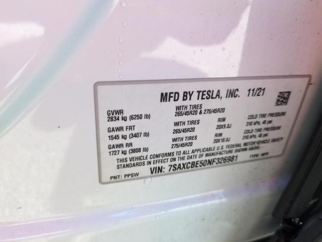 VIN 7SAXCBE50NF326981 2022 Tesla MODEL X no.14