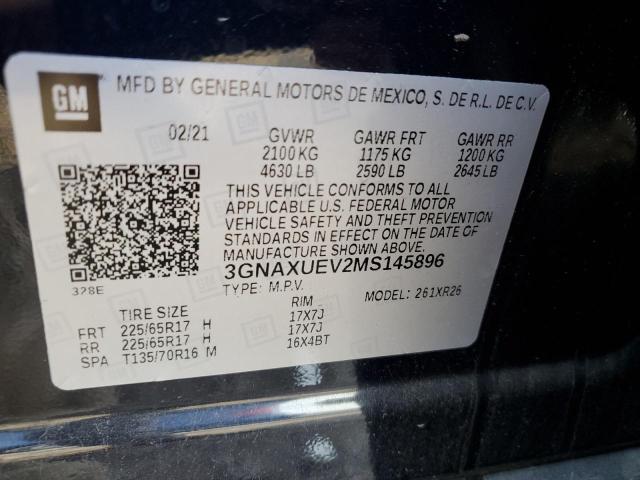 2021 CHEVROLET EQUINOX LT - 3GNAXUEV2MS145896