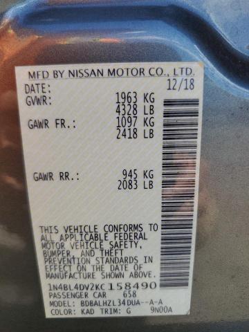 2019 NISSAN ALTIMA SV - 1N4BL4DV2KC158490