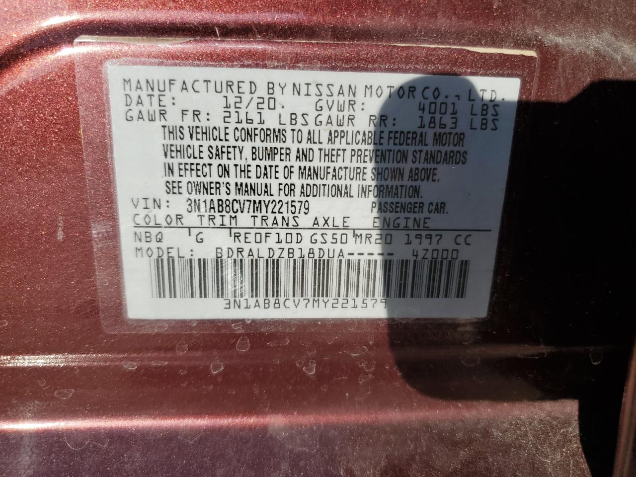 Lot #2912068667 2021 NISSAN SENTRA SV