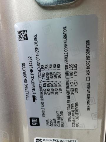 2022 CHEVROLET TAHOE K150 - 1GNSKPKD1NR314732