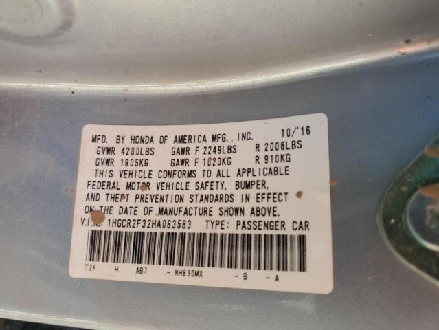 2017 HONDA ACCORD LX - 1HGCR2F32HA083583